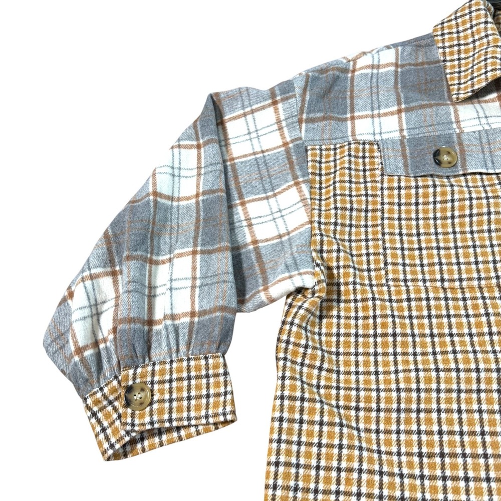 GiGiO Womens Patchwork Plaid Shacket Sz S Oversized Layering Cozy Outdoors - Picture 4 of 9